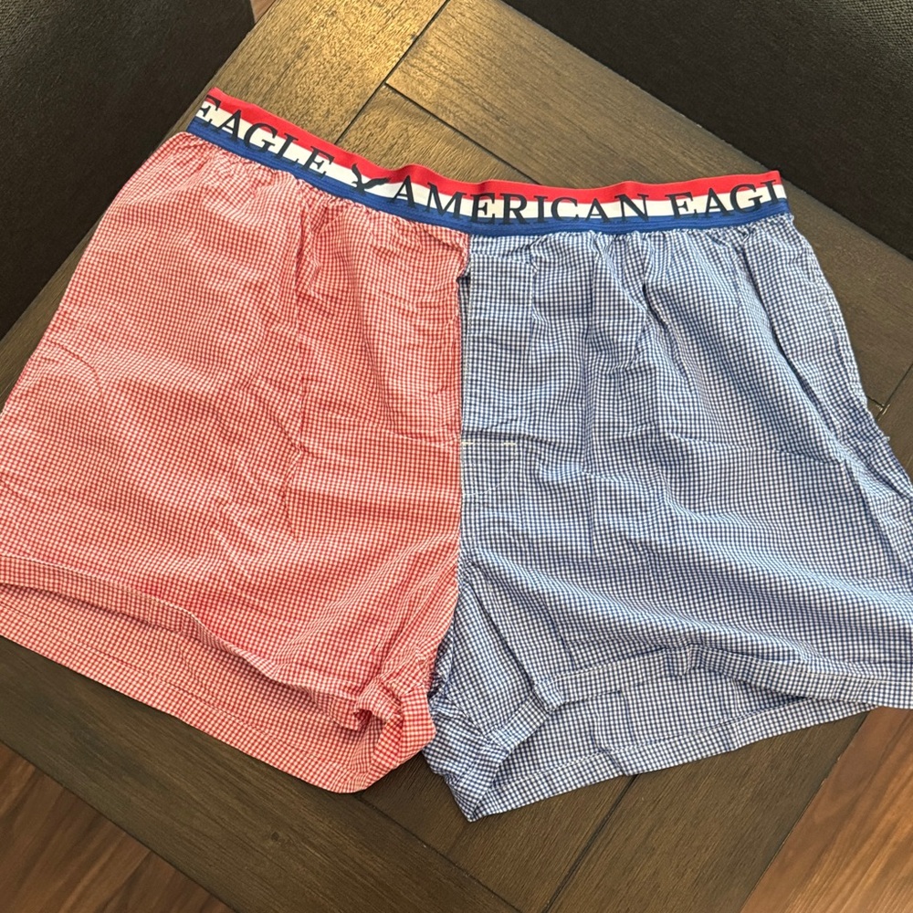 American Eagle Red and Blue Checkered Boxers